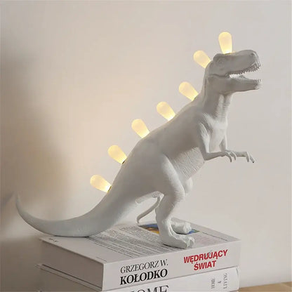 White brontosaurus t-rex dinosaur resin led desk lamp for bedroom