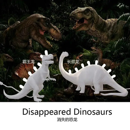 White brontosaurus t-rex dinosaur resin led desk lamp for bedroom