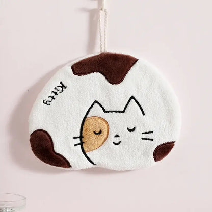 White & brown cartoon animals microfiber hand towels bathroom set