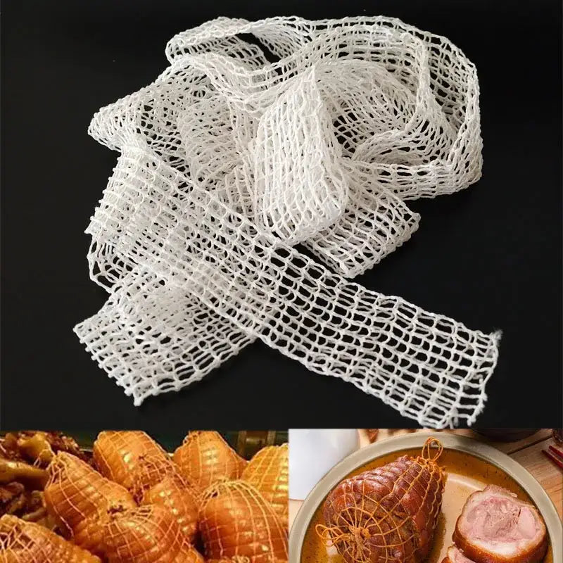 White butcher’s string roll meat mesh netting for kitchen display