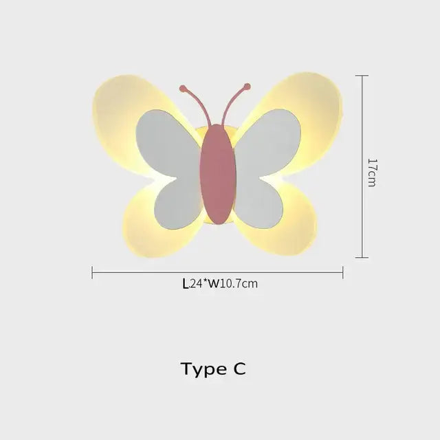 White butterfly led wall lamp bedroom light