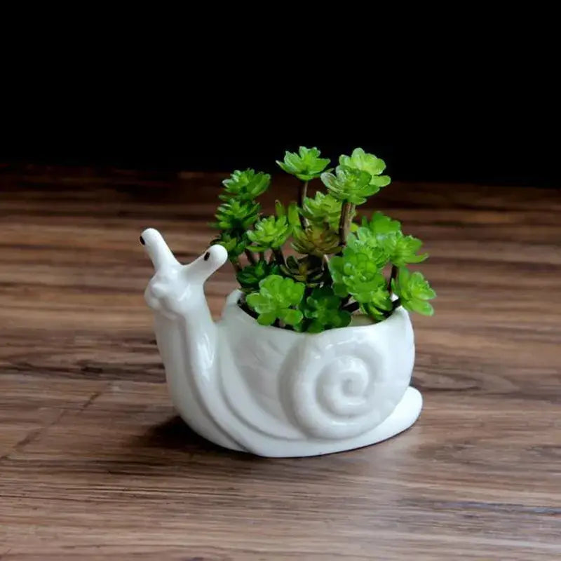 White cartoon snail flower vase ceramic garden succulent pot