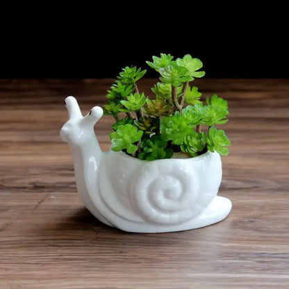 White cartoon snail flower vase ceramic garden succulent pot