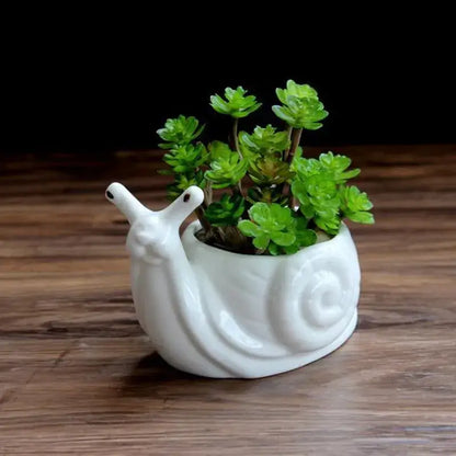 White cartoon snail flower vase ceramic garden succulent pot