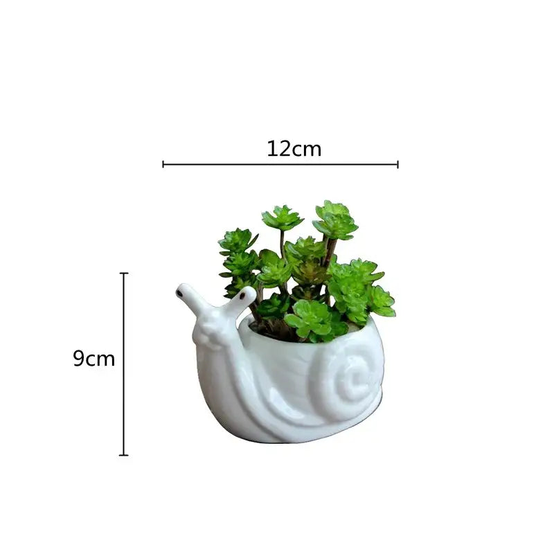 White cartoon snail flower vase ceramic garden succulent pot