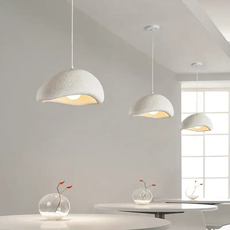 White cement wind cloud pendant light living room trio