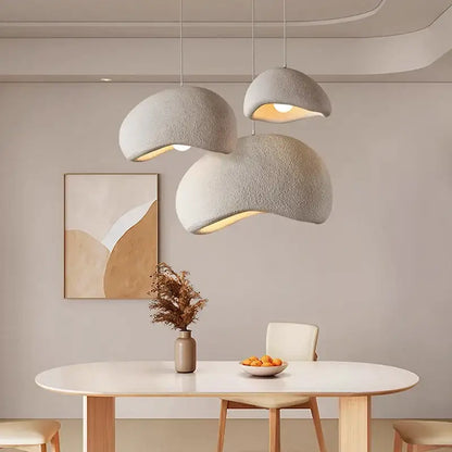 White cement wind cloud pendant light living room trio