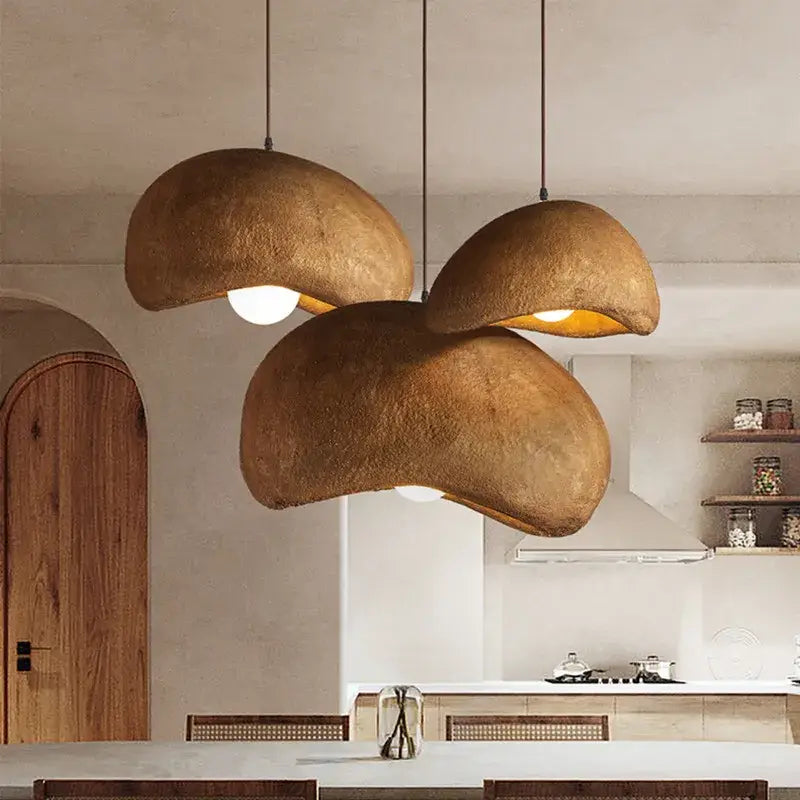 White cement wind cloud pendant light living room trio