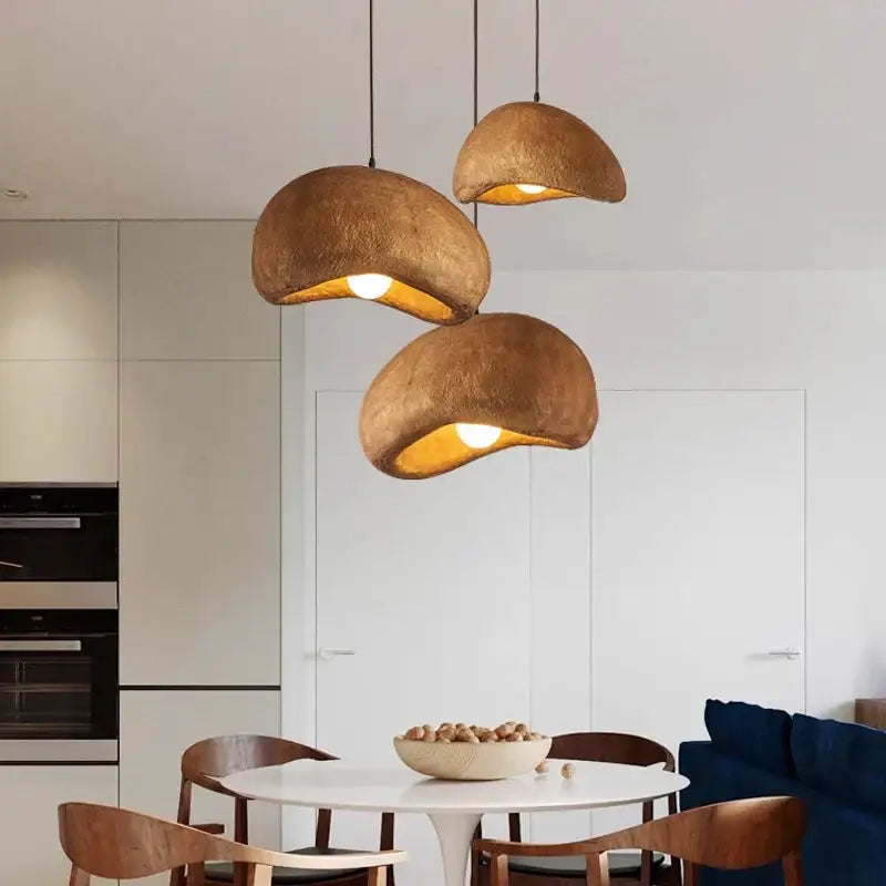 White cement wind cloud pendant light living room trio