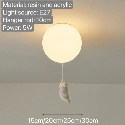 White ceramic balloon bear pendant light bedroom ceiling lamp