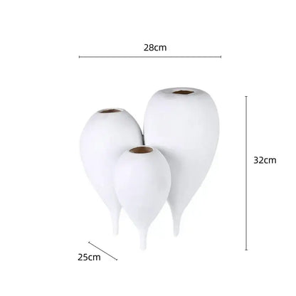 White ceramic balloon geometric vase trio for living room decor