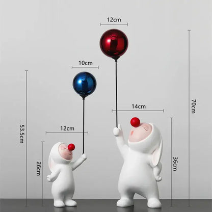 White ceramic balloon rabbit resin ornaments bedroom desk decor