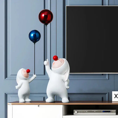 White ceramic balloon rabbit resin ornaments bedroom desk decor