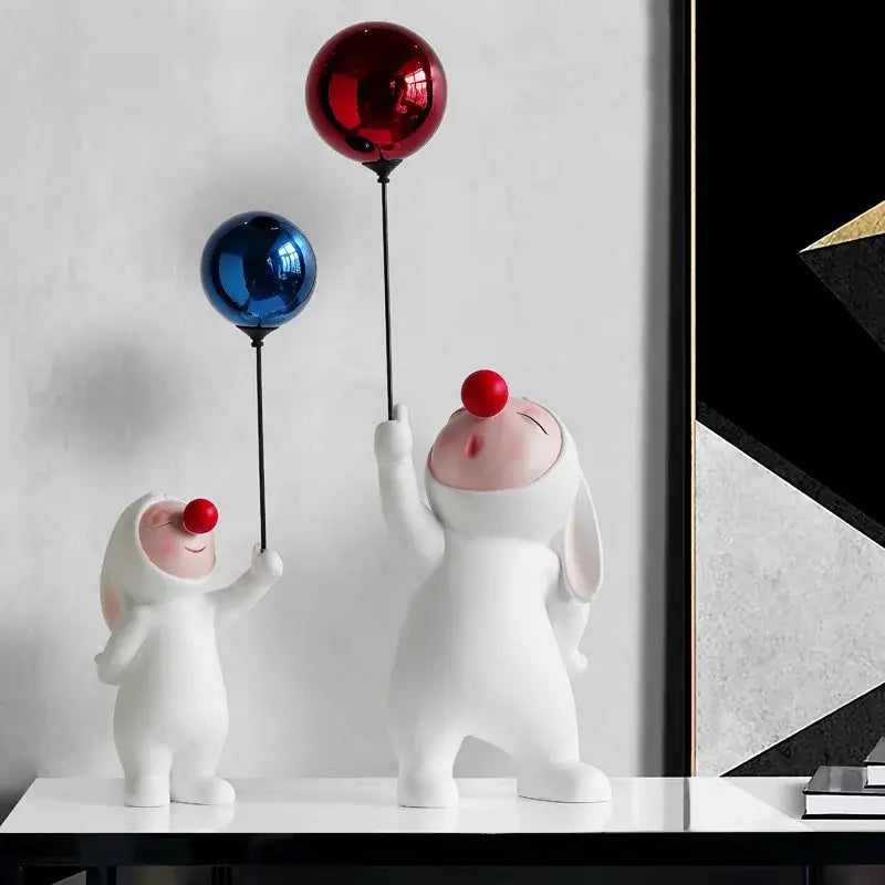 White ceramic balloon rabbit resin ornaments bedroom desk decor