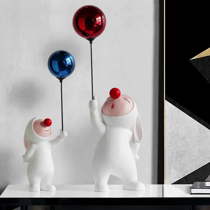White ceramic balloon rabbit resin ornaments bedroom desk decor
