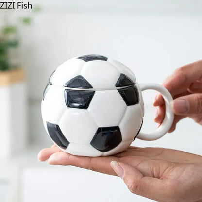 White ceramic baseball shape ceramic mug with lid kitchen cup