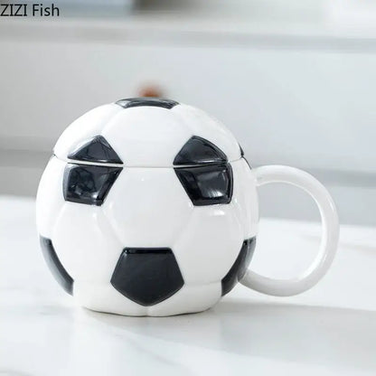 White ceramic baseball shape ceramic mug with lid kitchen cup