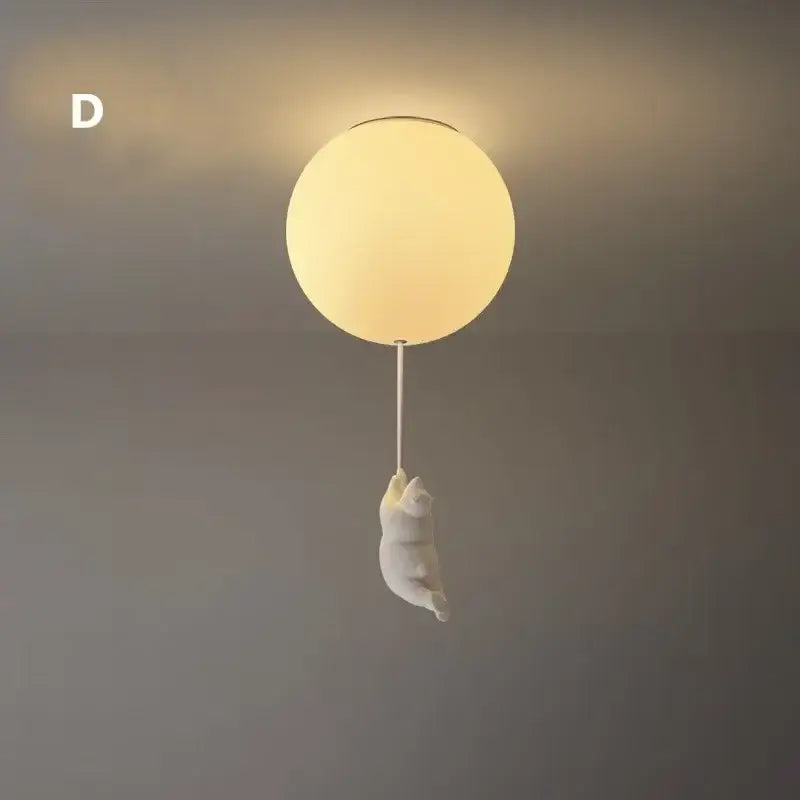 White ceramic bear led ceiling chandelier bedroom glass globe light