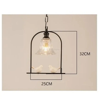 White ceramic bird led pendant light dining room wooden accent