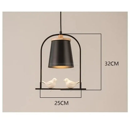 White ceramic bird led pendant light dining room wooden accent