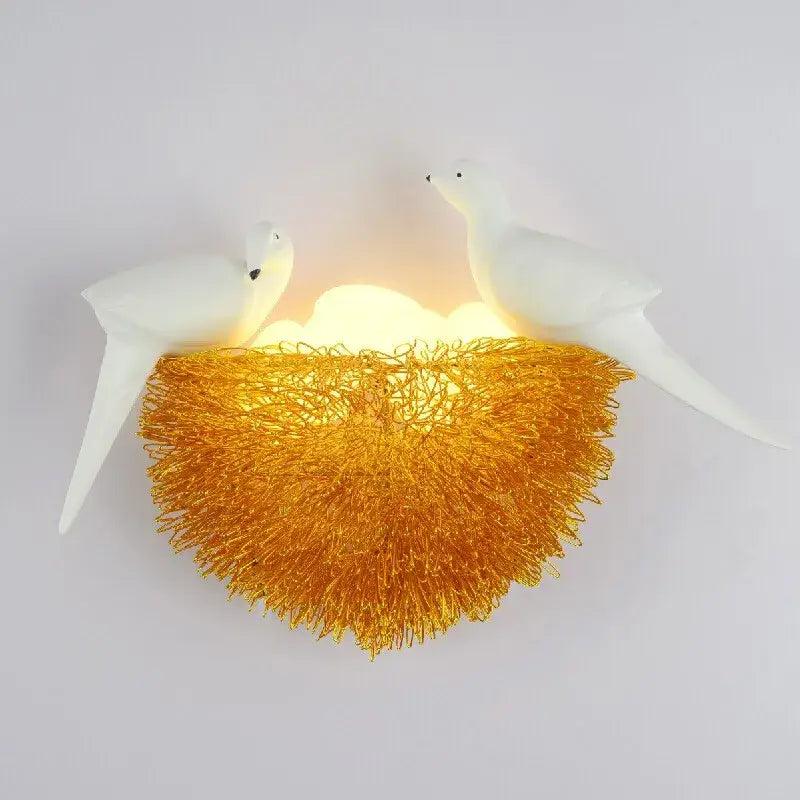 White ceramic bird nest led wall lamp bedroom decor