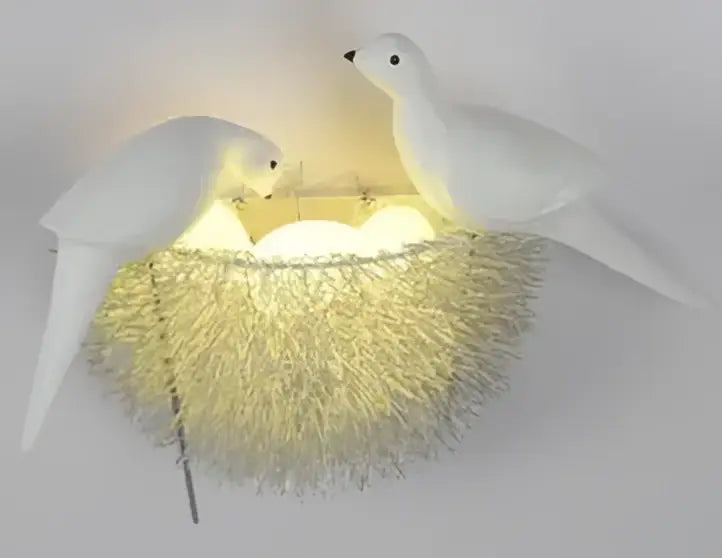 White ceramic bird nest led wall lamp bedroom decor