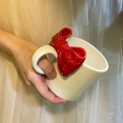 White ceramic bow knot mug dining room porcelain cup