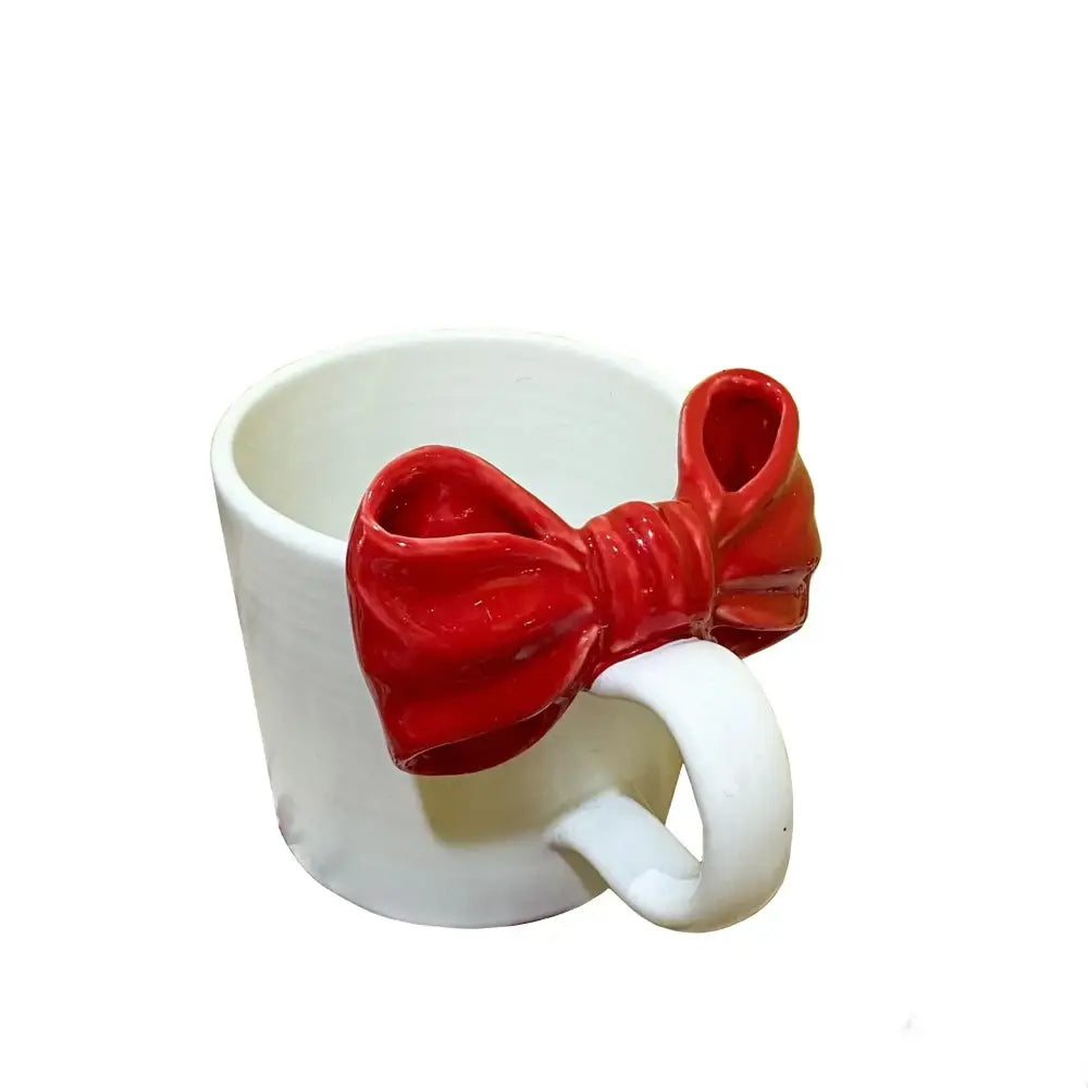 White ceramic bow knot mug dining room porcelain cup