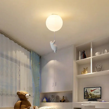 White ceramic cat pendant ceiling light for kids bedroom