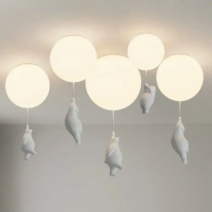 White ceramic cat pendant ceiling light for kids bedroom