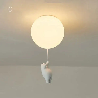 White ceramic cat pendant ceiling light for kids bedroom