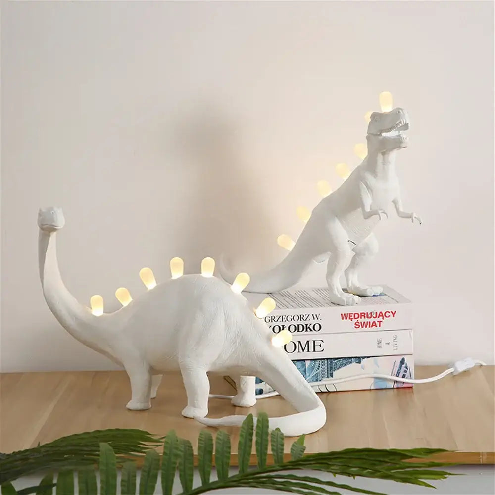 White ceramic dino led desk lamps bedroom dinosaur lighting