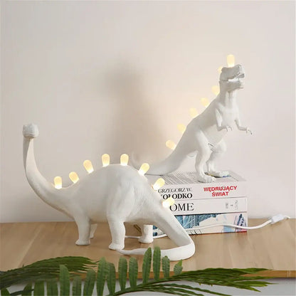 White ceramic dino led desk lamps bedroom dinosaur lighting