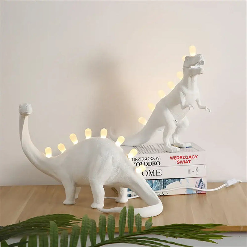 White ceramic dino led desk lamps bedroom dinosaur lighting