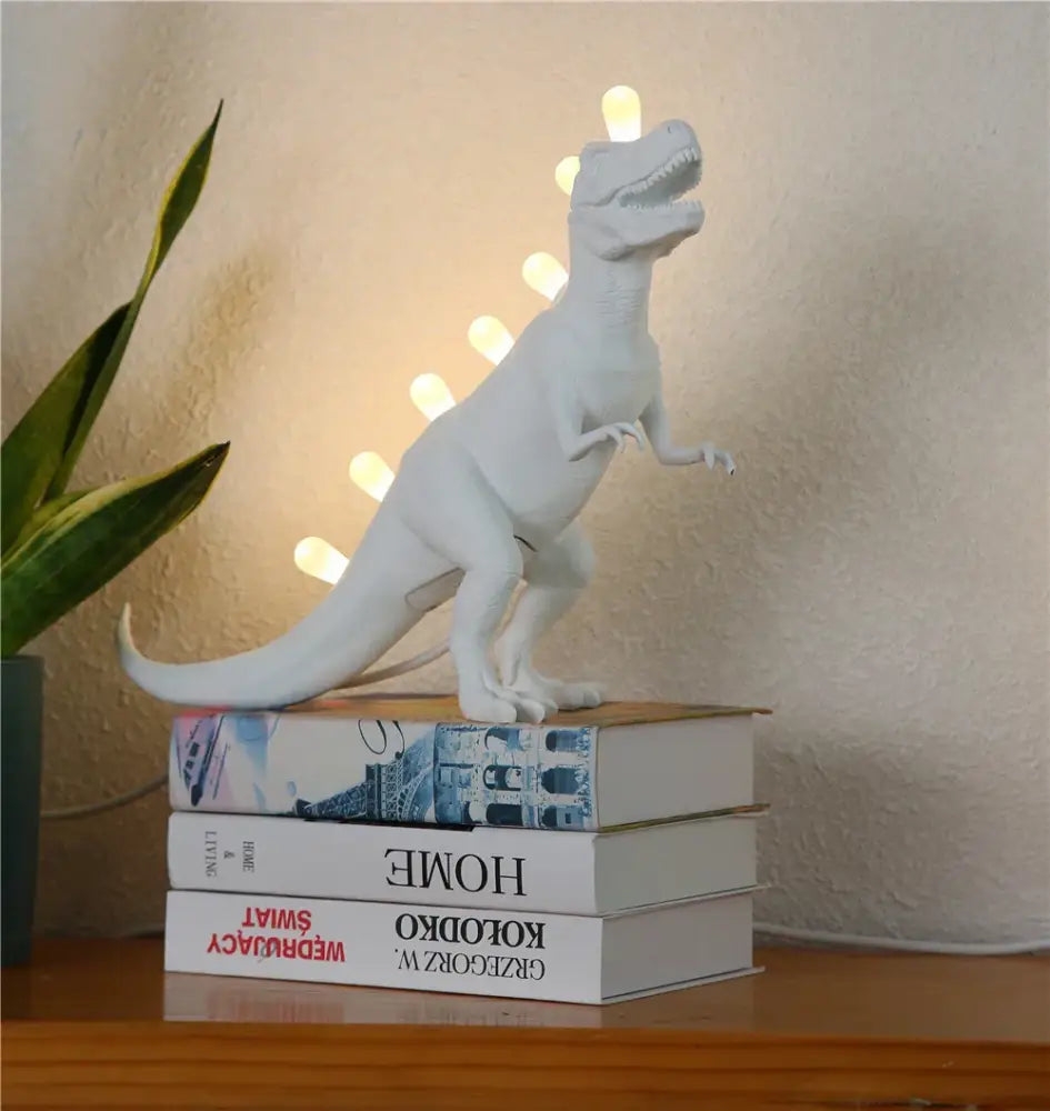 White ceramic dino led desk lamps bedroom dinosaur lighting