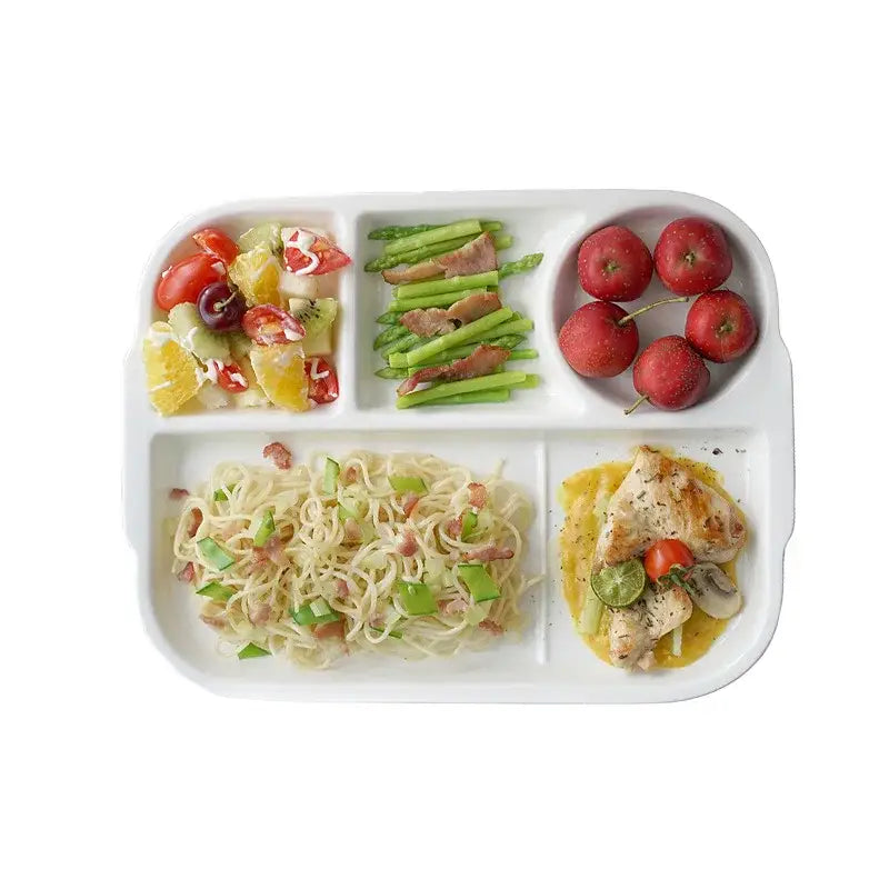 White ceramic divided plate dining room compartmentalized tray