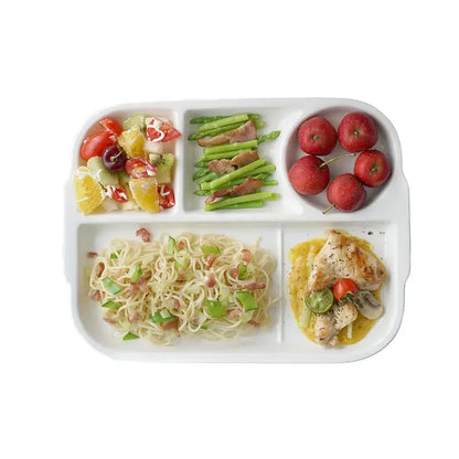 White ceramic divided plate dining room compartmentalized tray