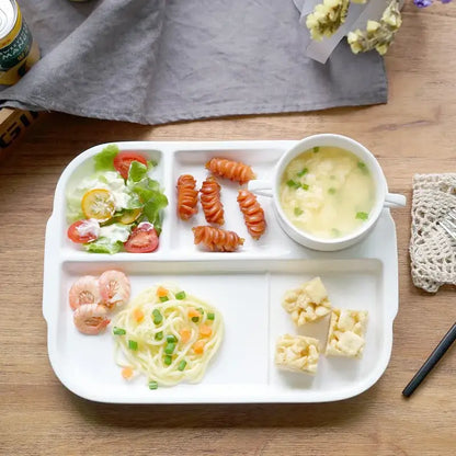 White ceramic divided plate dining room compartmentalized tray