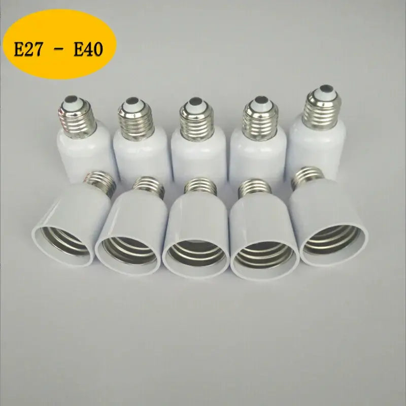 White ceramic e27 to e40 light bulb adapter socket pack garage utility
