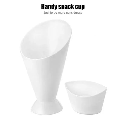 White ceramic french fries holder with sauce cup kitchen snack bowl