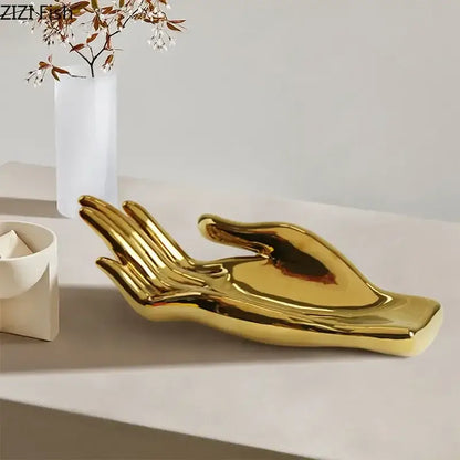 White ceramic hand fruit plate tray living room decor