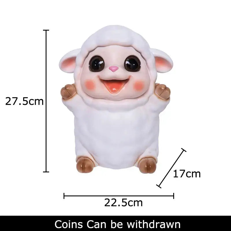 White ceramic sheep savings jar piggy bank family bedroom decor
