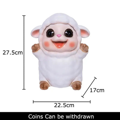 White ceramic sheep savings jar piggy bank family bedroom decor