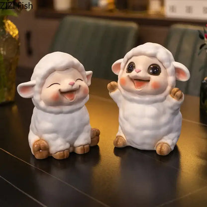 White ceramic sheep savings jar piggy bank family bedroom decor