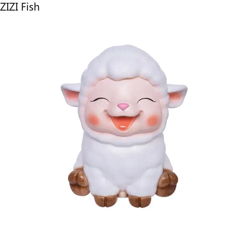 White ceramic sheep savings jar piggy bank family bedroom decor