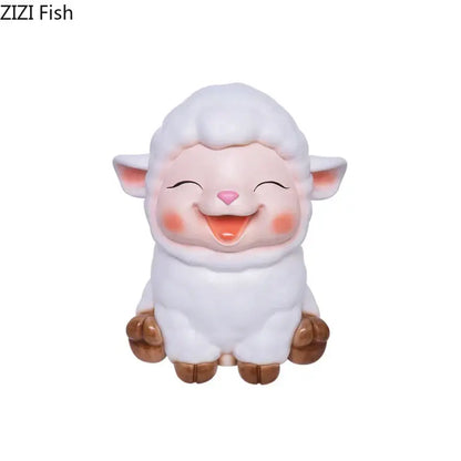 White ceramic sheep savings jar piggy bank family bedroom decor