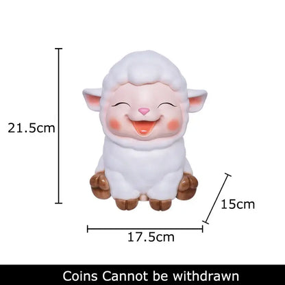 White ceramic sheep savings jar piggy bank family bedroom decor