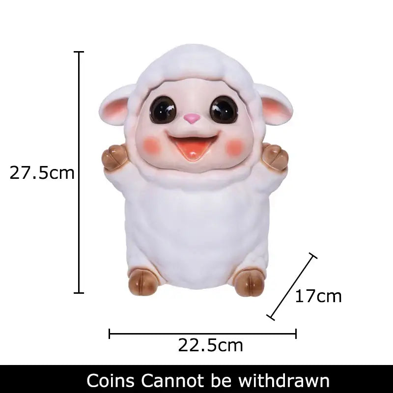 White ceramic sheep savings jar piggy bank family bedroom decor
