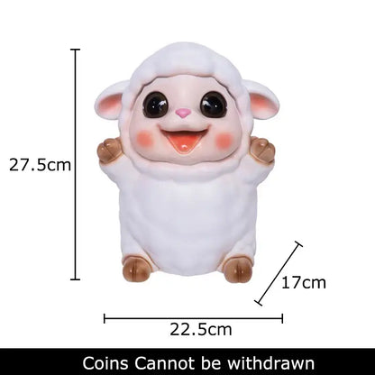White ceramic sheep savings jar piggy bank family bedroom decor