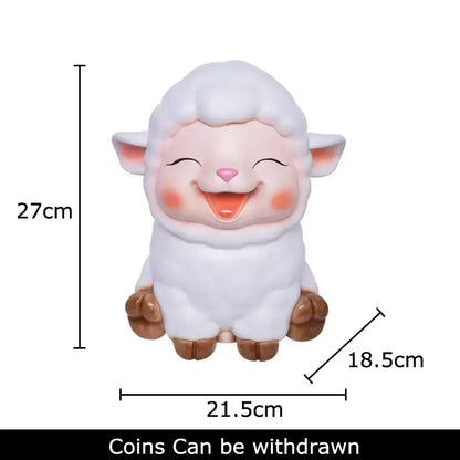 White ceramic sheep savings jar piggy bank family bedroom decor